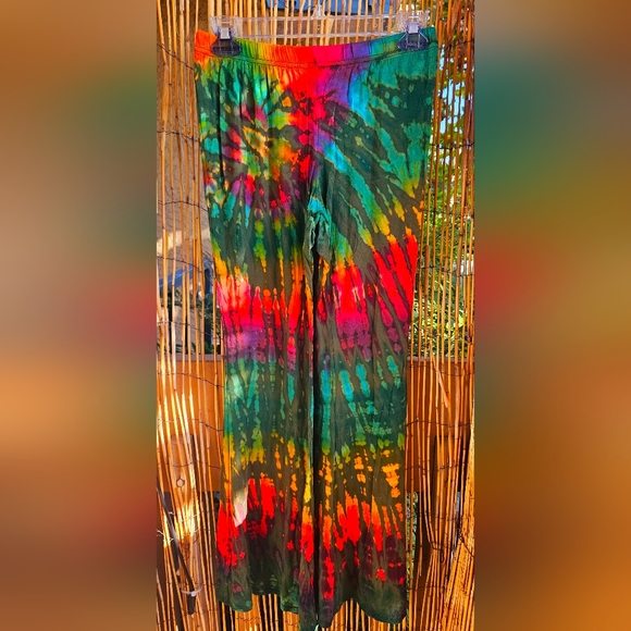 TIE DYE *8 Colors Avail* Rayon Stretch Bell Bottom Pant OS NEW - Picture 9 of 16